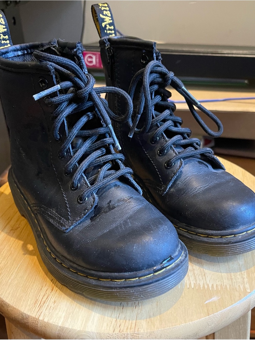 Dr. Martens Black Lace-Up Kids Leather Combat Boots